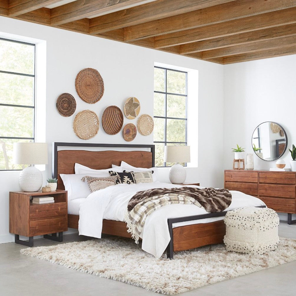 Live Edge Solid Wood & Iron 6-Drawer Dresser 58"