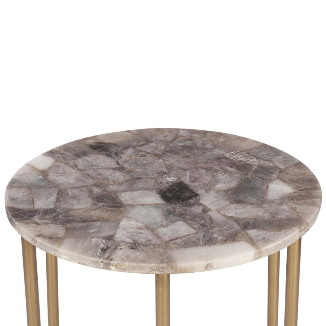 Calico 24" Side Table in Smoky Quartz with Iron Base