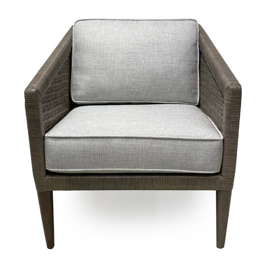 Kaitlin Rattan Accent Chair Pearl Gray