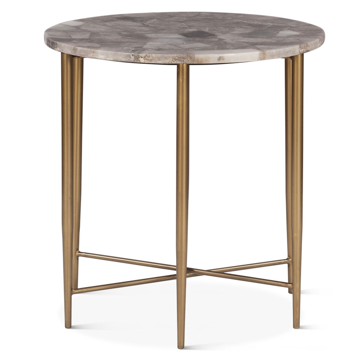 Calico 24" Side Table in Smoky Quartz with Iron Base