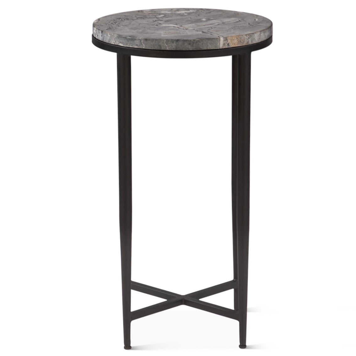 Calico 17" Side Table in Grey Septarian with Iron Base