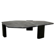 Breton 54" Hexagonal Coffee Table with Lava Marble in Dark Walnut