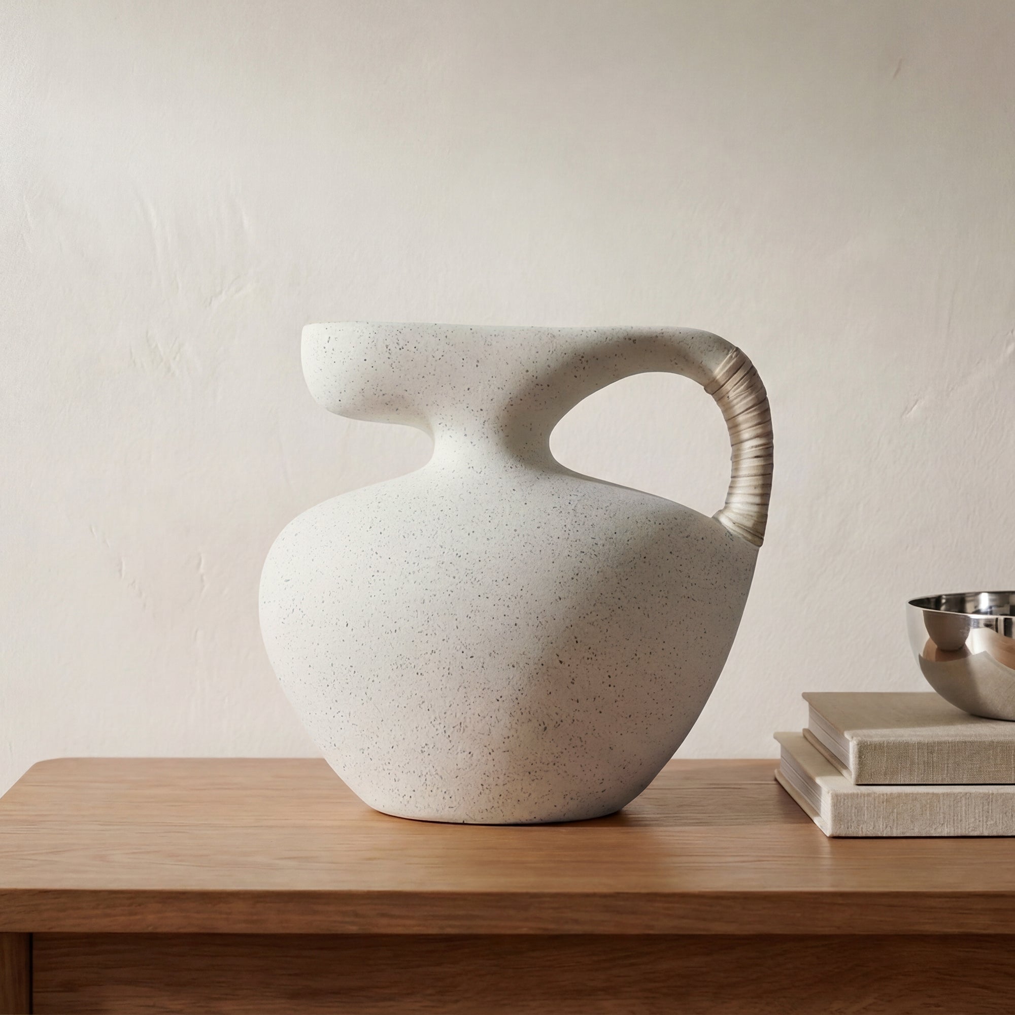 Vila 9.5In Sculptural Vessel Cream White by Moe's Home Collection - view 2