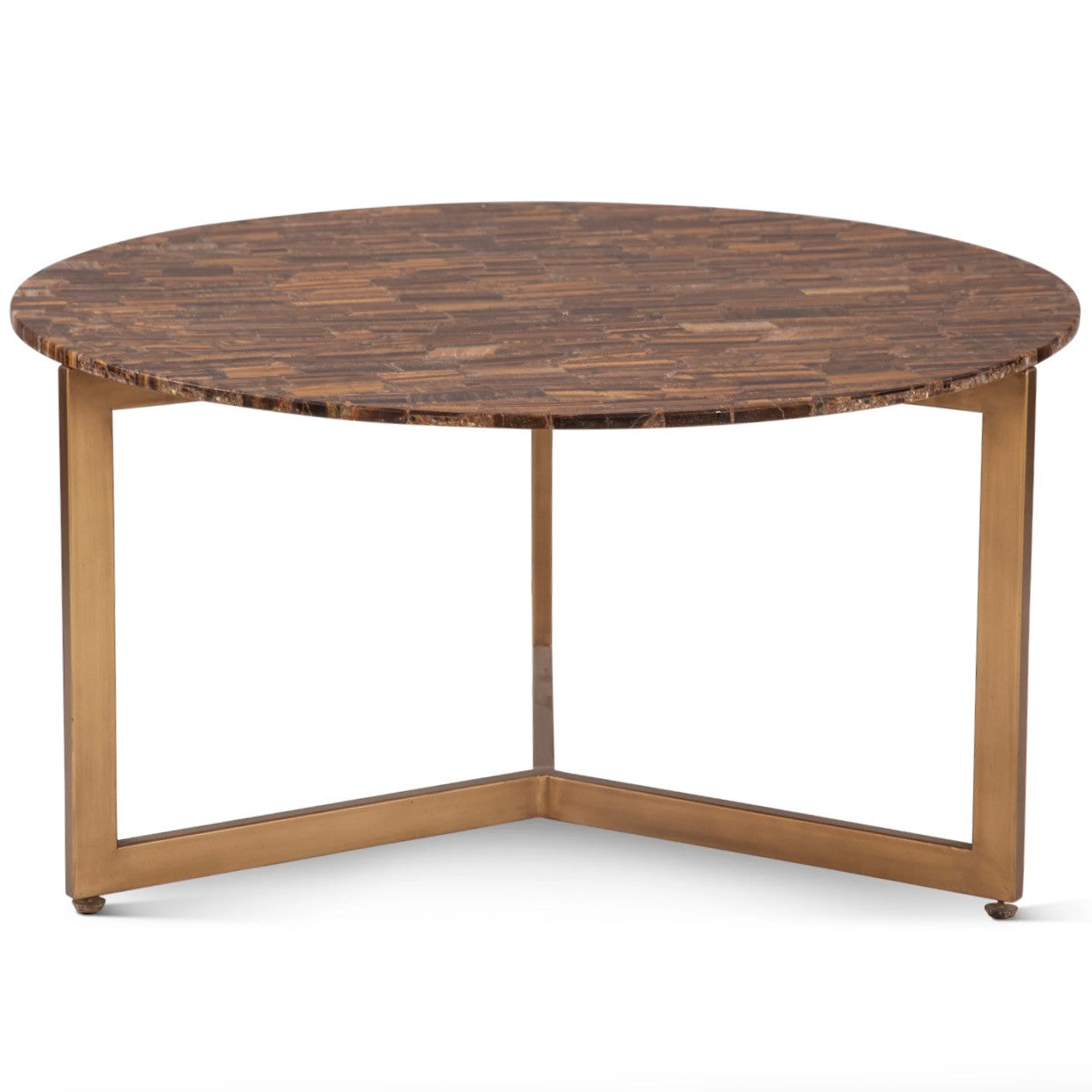 Calico Coffee Table in Tiger Eye with Iron Base 36"