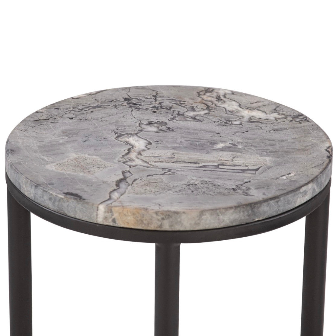 Calico 17" Side Table in Grey Septarian with Iron Base