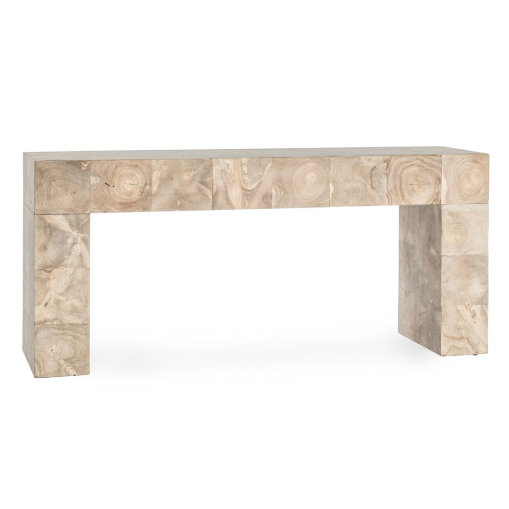 Anders Teak Wood Console Table in Cream Wash 70"