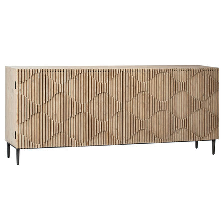 Carala Reclaimed Pine Wood Sideboard with Iron Base in Light Warm Wash Finish
