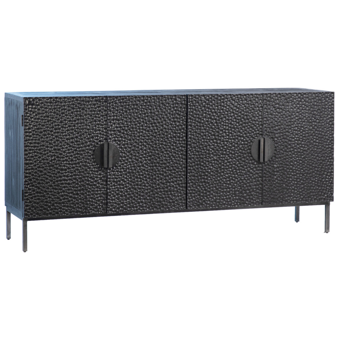 Allegen Reclaimed Pine Sideboard in Black with Antique Iron Legs