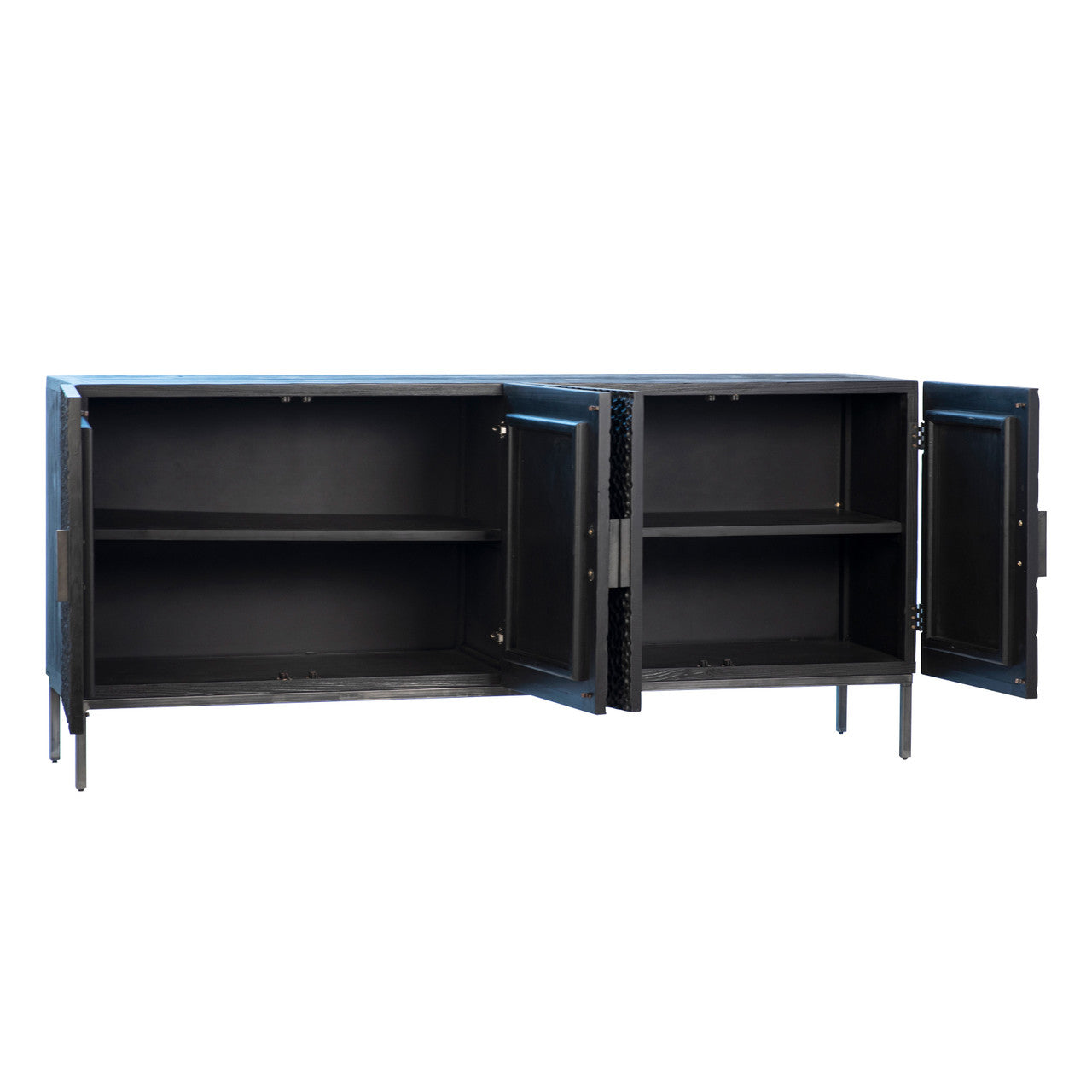 Allegen Reclaimed Pine Sideboard in Black with Antique Iron Legs