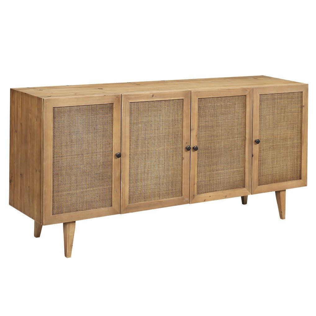 Dolores Woven Cane 4 Door Buffet Sideboard 70"