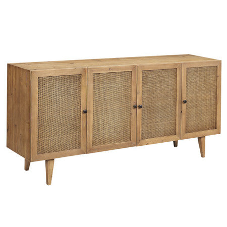 Dolores Woven Cane 4 Door Buffet Sideboard 70"