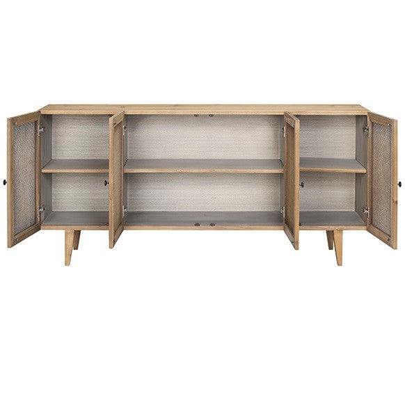 Dolores Woven Cane 4 Door Buffet Sideboard 70"