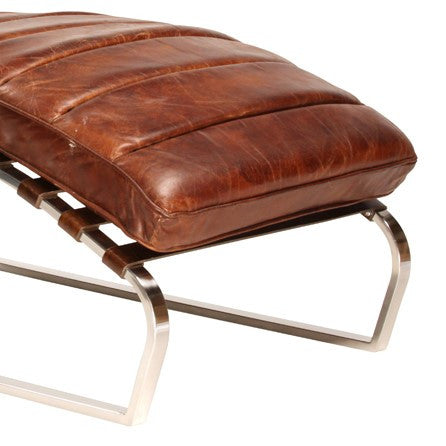 St. James Vintage Cognac Leather Chaise Lounger