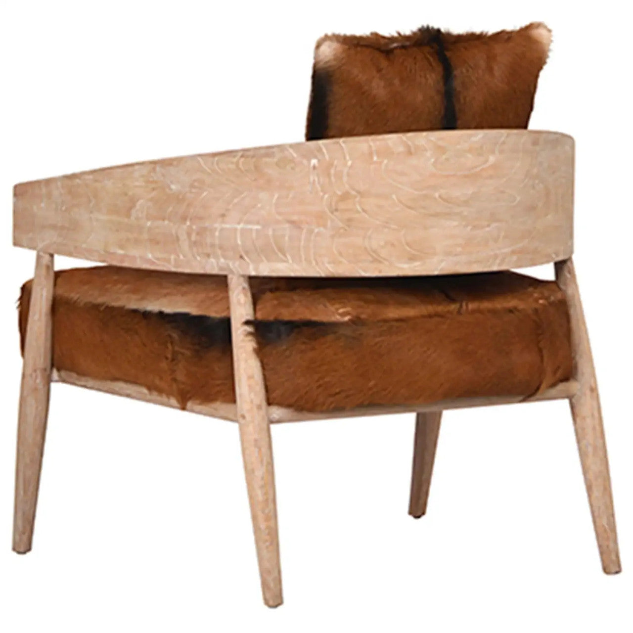 Melli Brown Goat Hide Curved Back Lounge Chair