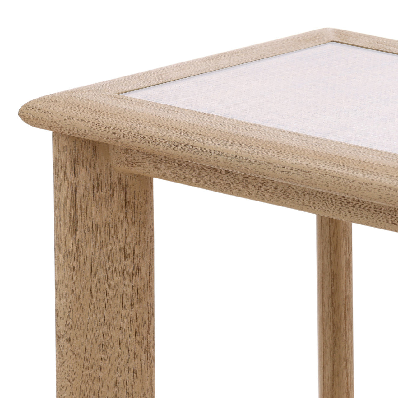 Maynard Mindi Wood (White Cedar) Side Table with Glass Inset Top