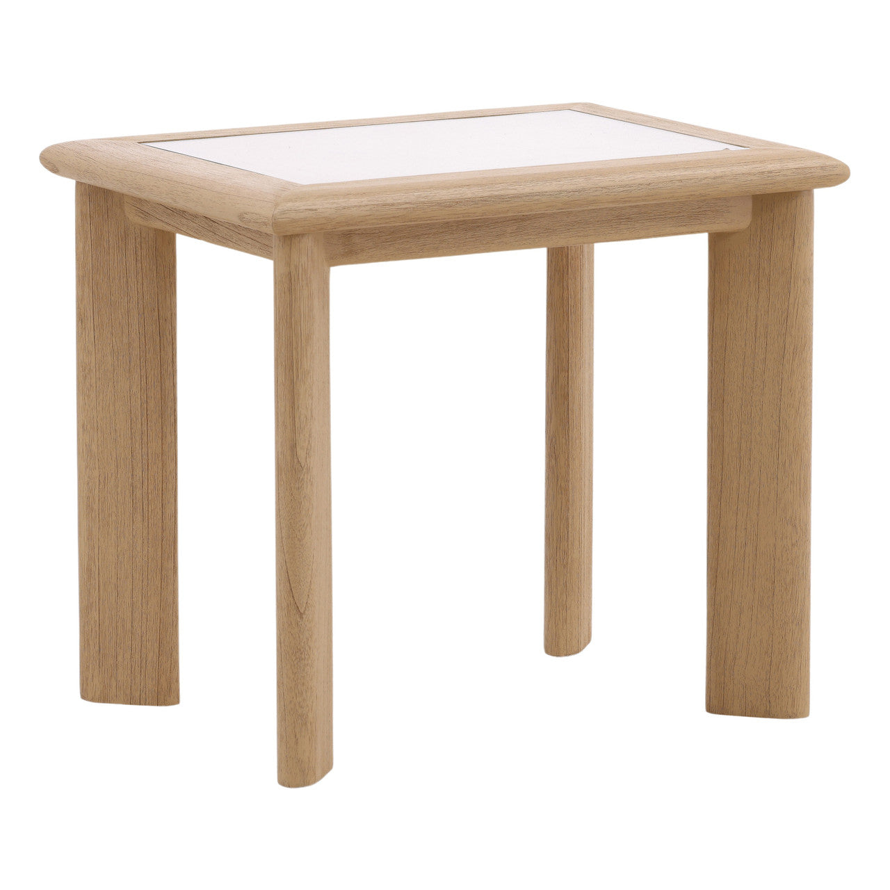 Maynard Mindi Wood (White Cedar) Side Table with Glass Inset Top