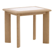 Maynard Mindi Wood (White Cedar) Side Table with Glass Inset Top