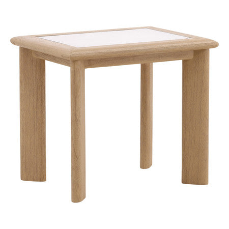 Maynard Mindi Wood (White Cedar) Side Table with Glass Inset Top