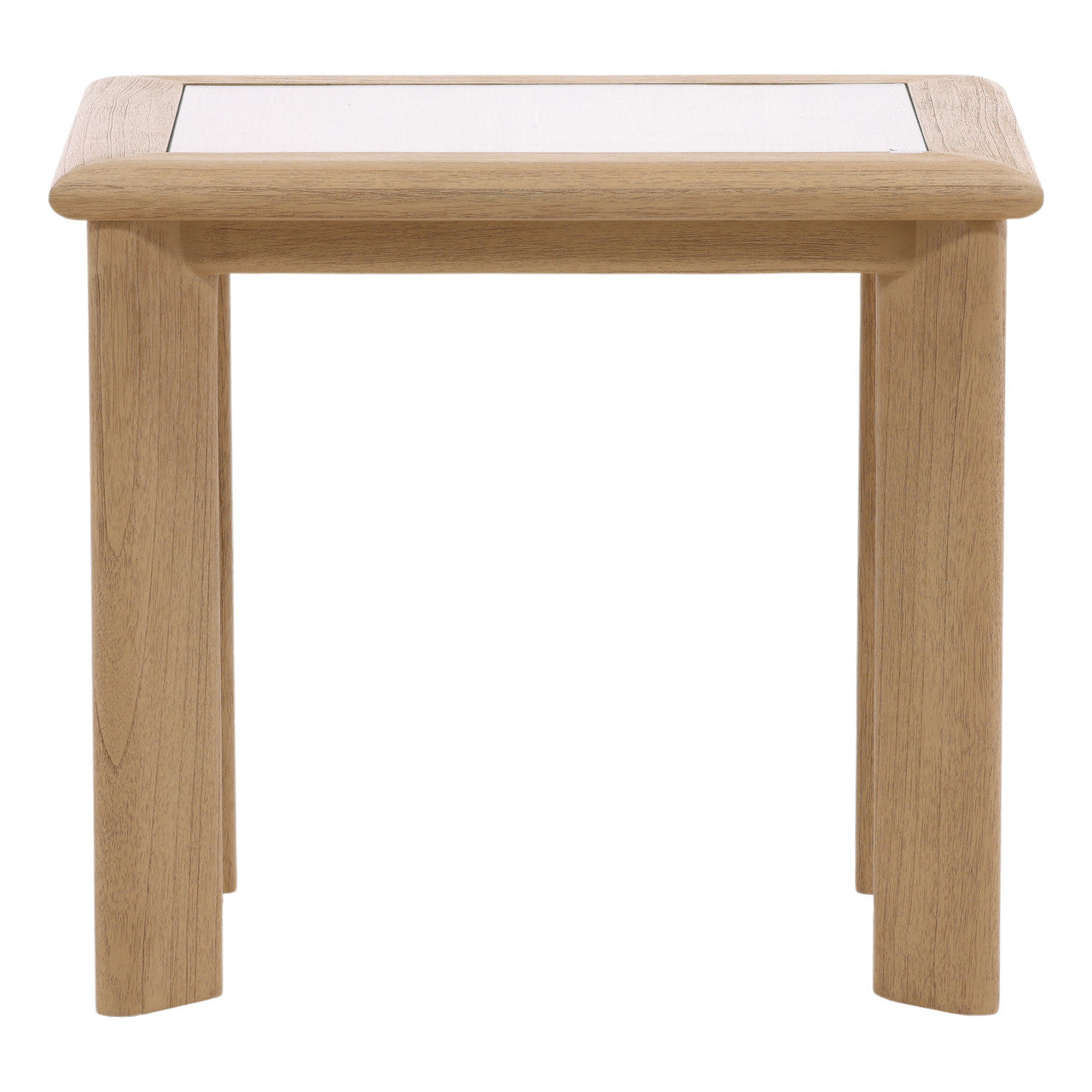 Maynard Mindi Wood (White Cedar) Side Table with Glass Inset Top