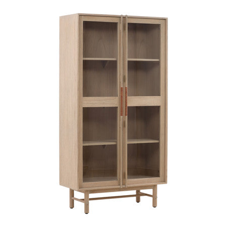 Longs Peak Mindi Wood Cabinet with Glass Doors