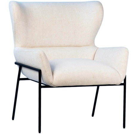Jane Ivory Fabric Upholstered Wingback Chair