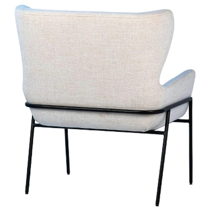 Jane Ivory Fabric Upholstered Wingback Chair