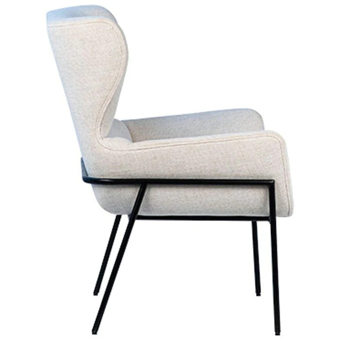 Jane Ivory Fabric Upholstered Wingback Chair