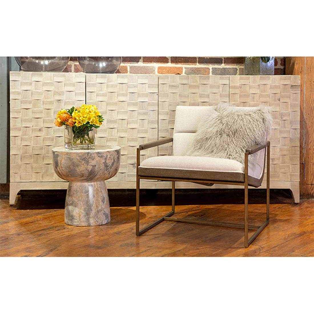 Kate Beige Fabric Upholstered Modern Chair