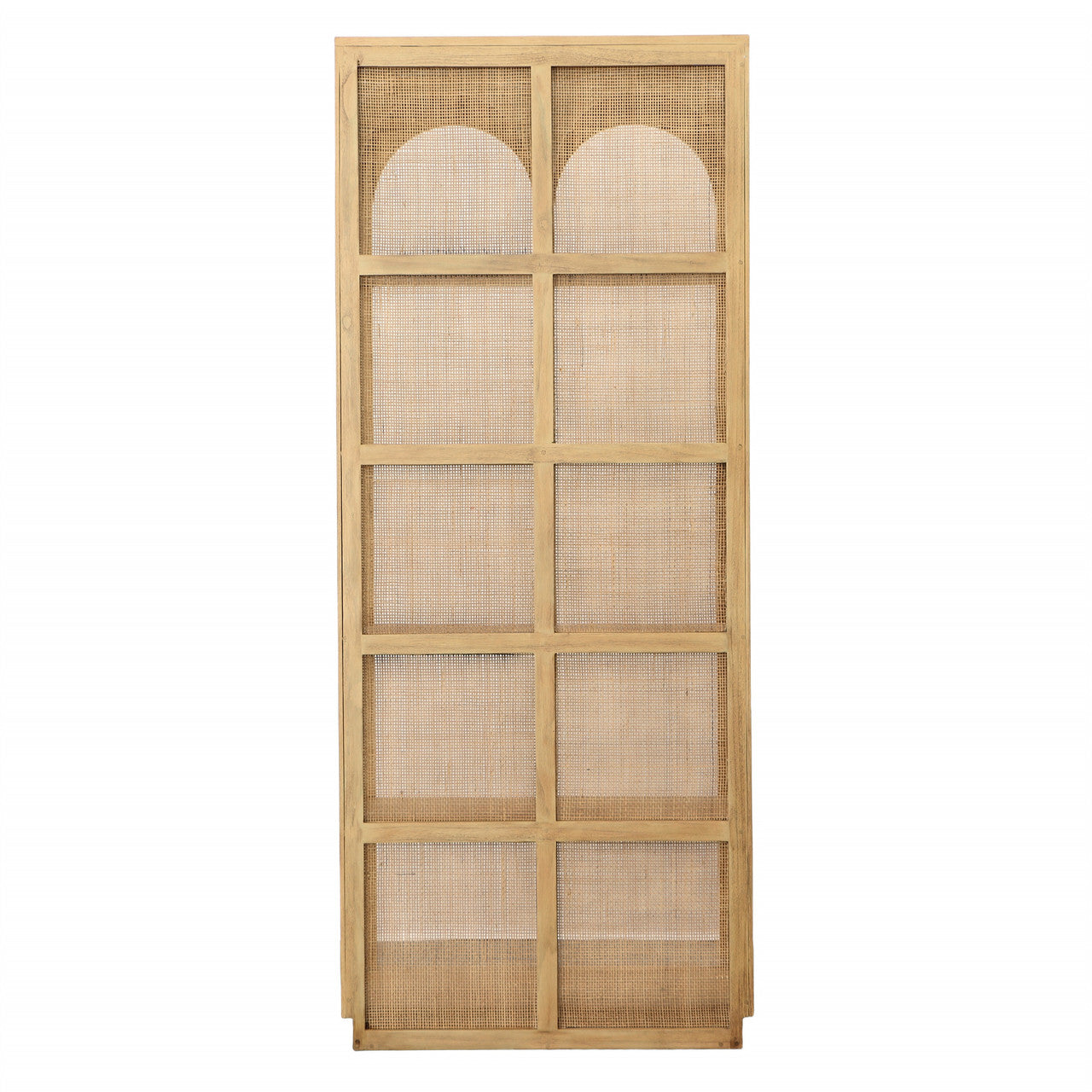 DiCaprio 78.5" Natural Mindi Wood and Slim Rattan Bookcase