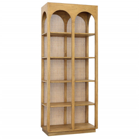 DiCaprio 78.5" Natural Mindi Wood and Slim Rattan Bookcase