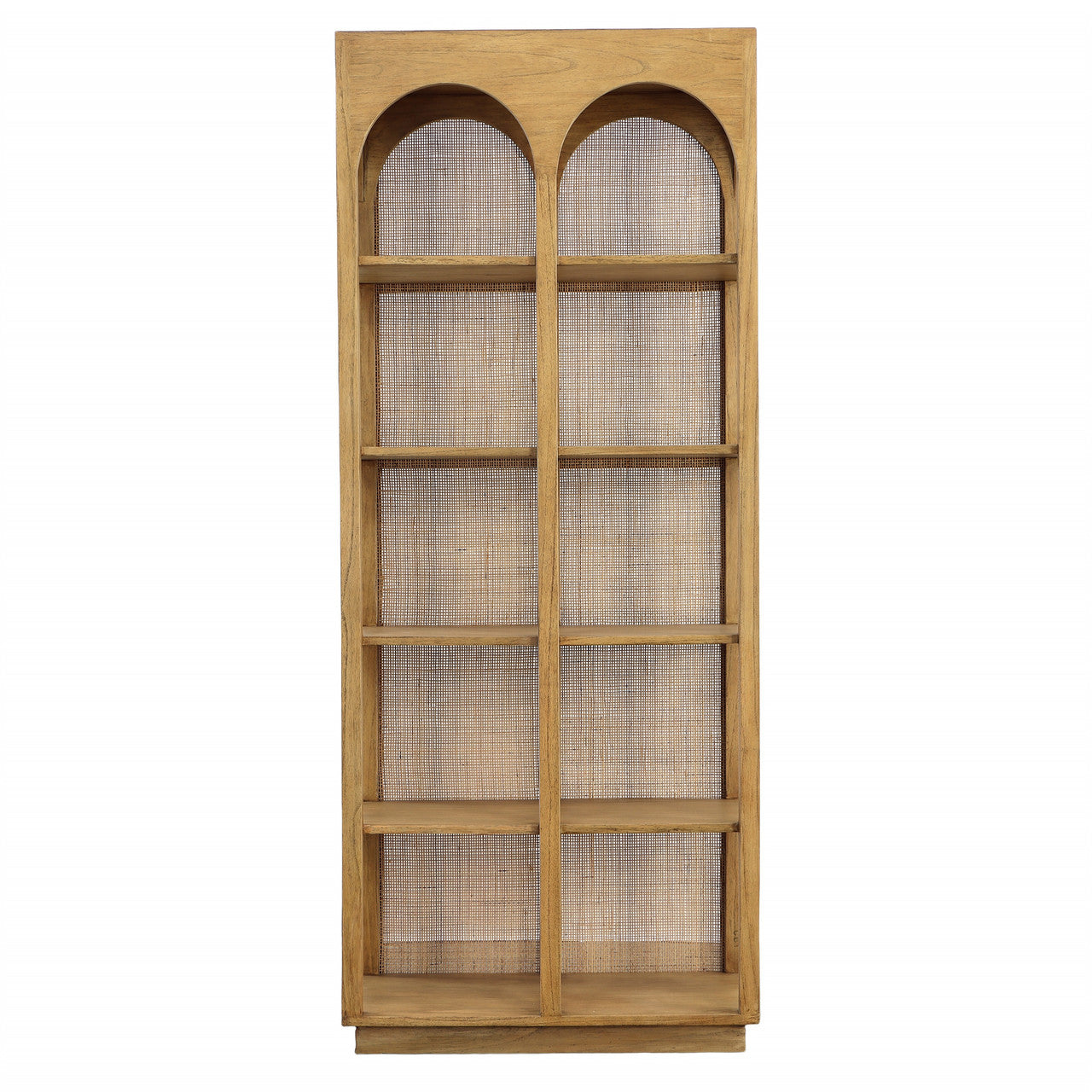 DiCaprio 78.5" Natural Mindi Wood and Slim Rattan Bookcase