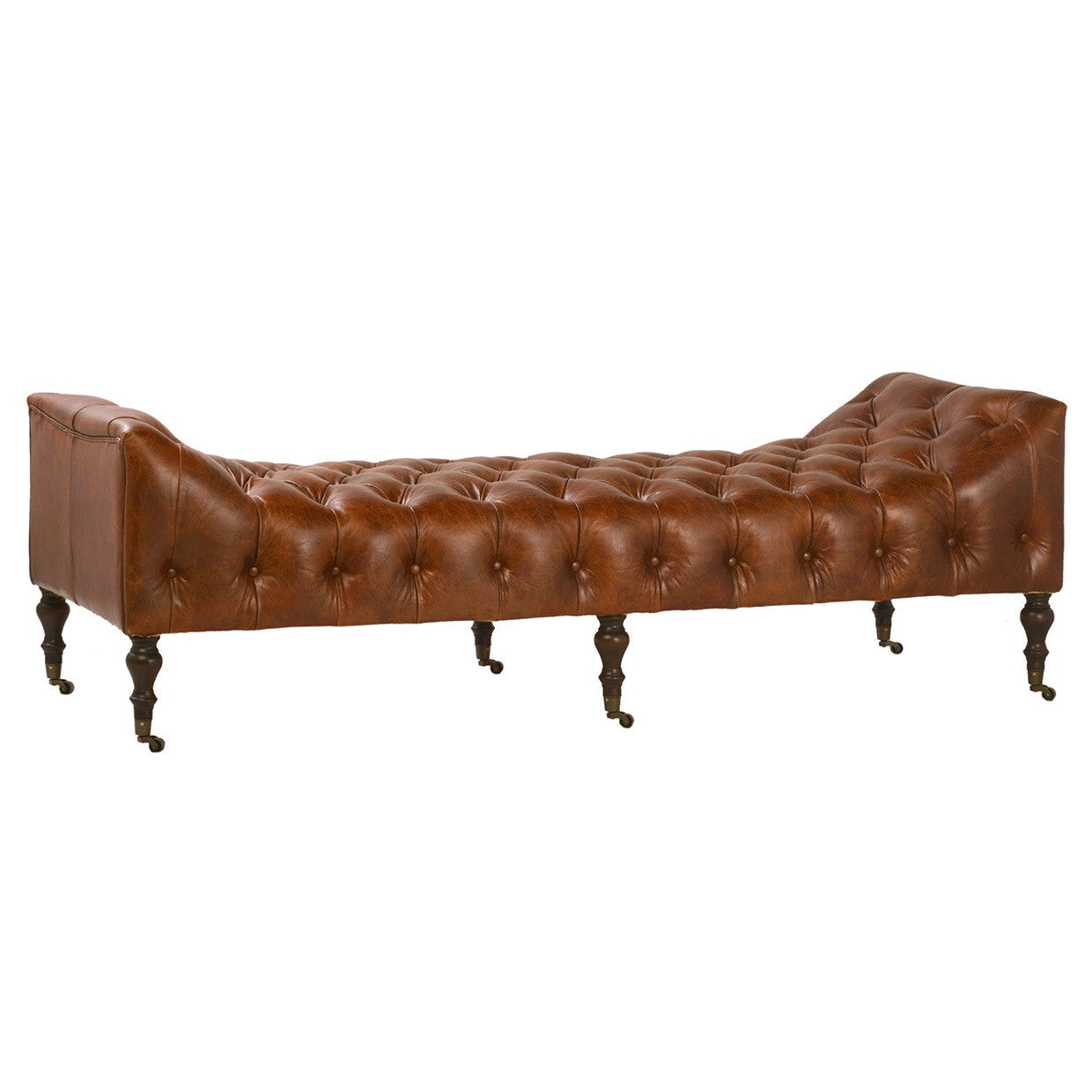 Remington Tufted Leather Curved Bench Daybed