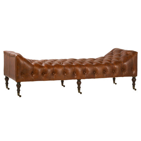 Remington Tufted Leather Curved Bench Daybed