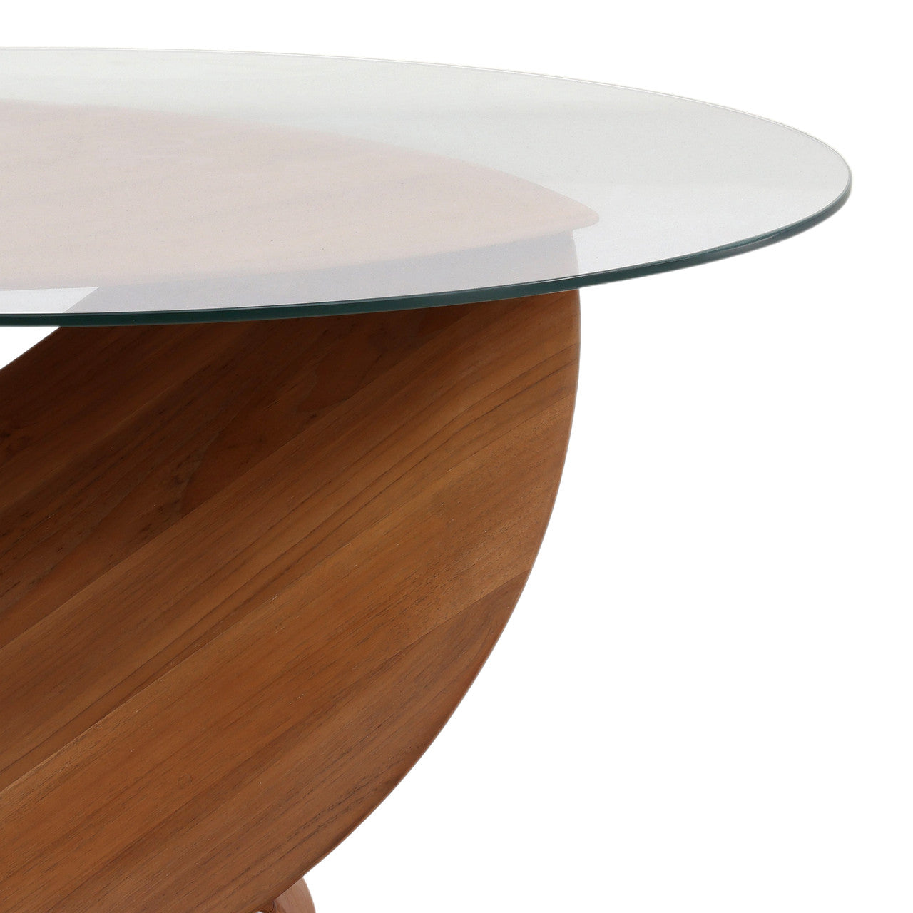 Artem 38" Teak Wood Glass Top Coffee Table