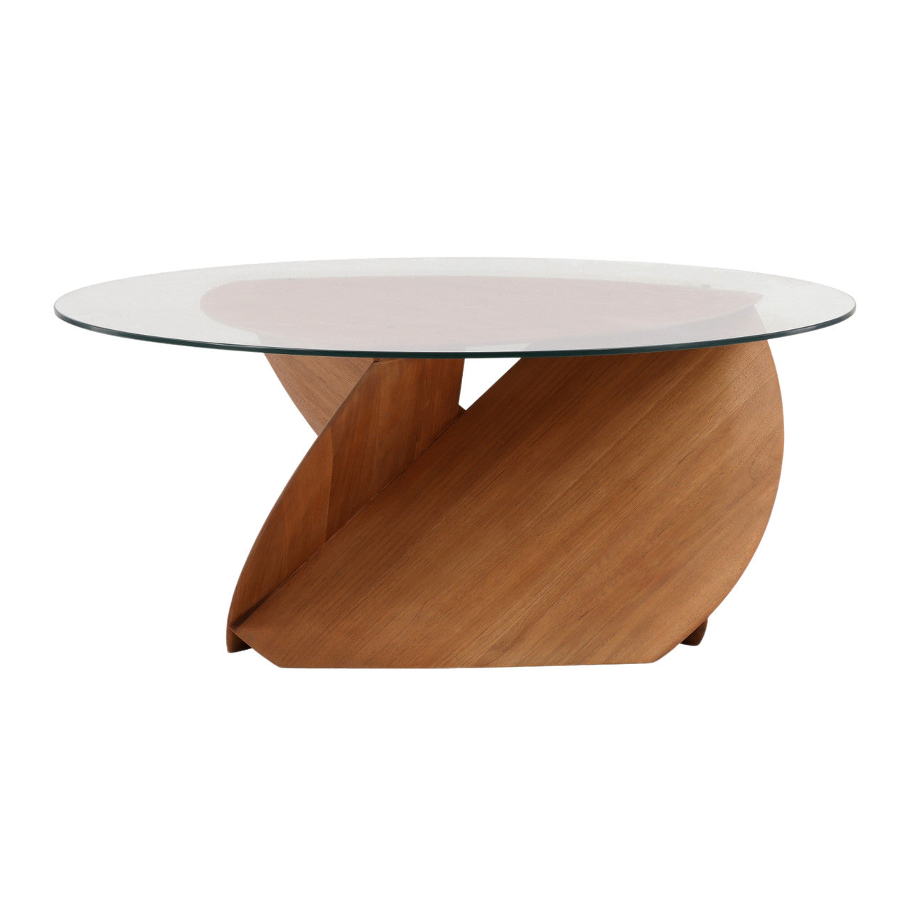 Artem 38" Teak Wood Glass Top Coffee Table
