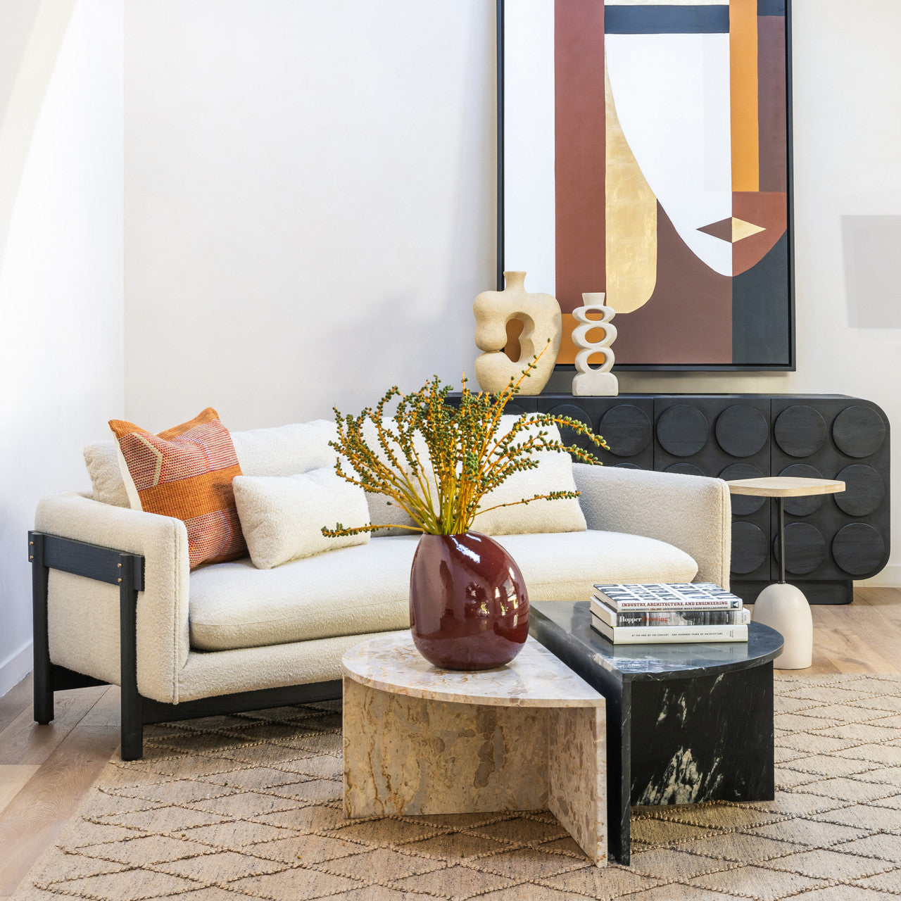Lark 80" Mindi Wood Sofa In Beige Performance Fabric