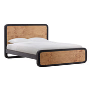 Hoffmer Acacia and Mappa Burl Wood Eastern King Bed with Black Trim