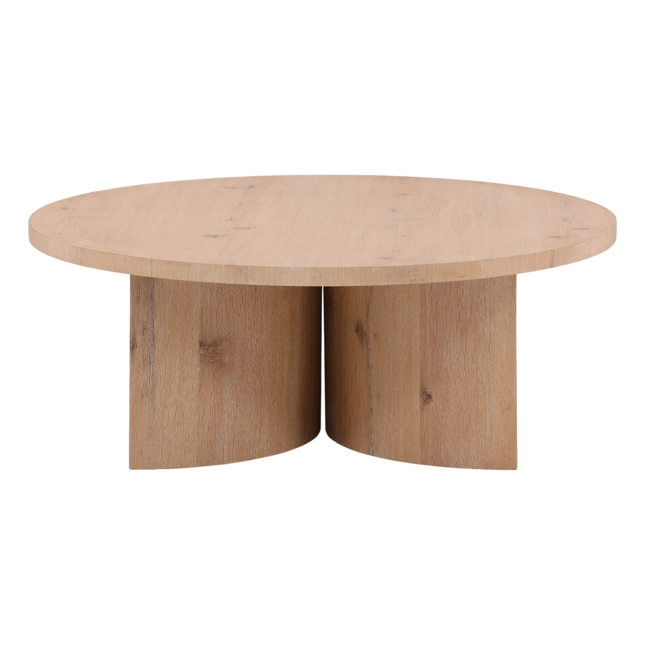 Pia 44.1" Round Light Natural Oak Wood Coffee Table