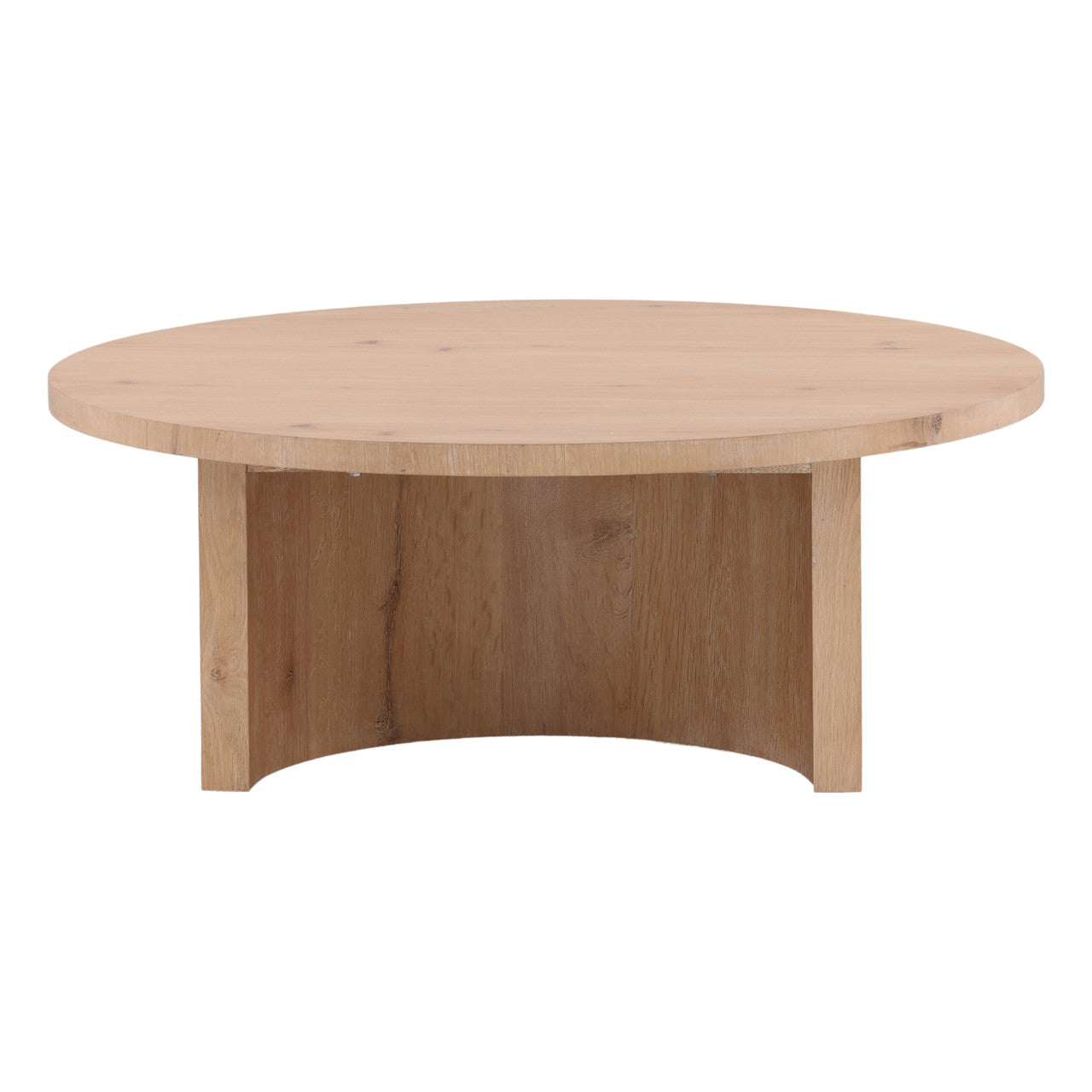 Pia 44.1" Round Light Natural Oak Wood Coffee Table