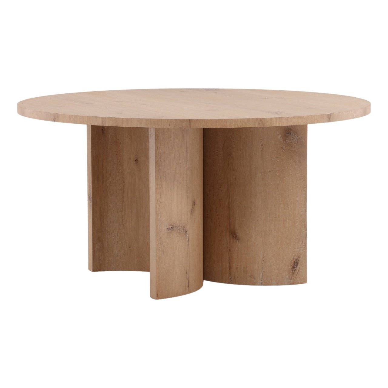 Pia 60" Round Light Natural Oak Wood Dining Table