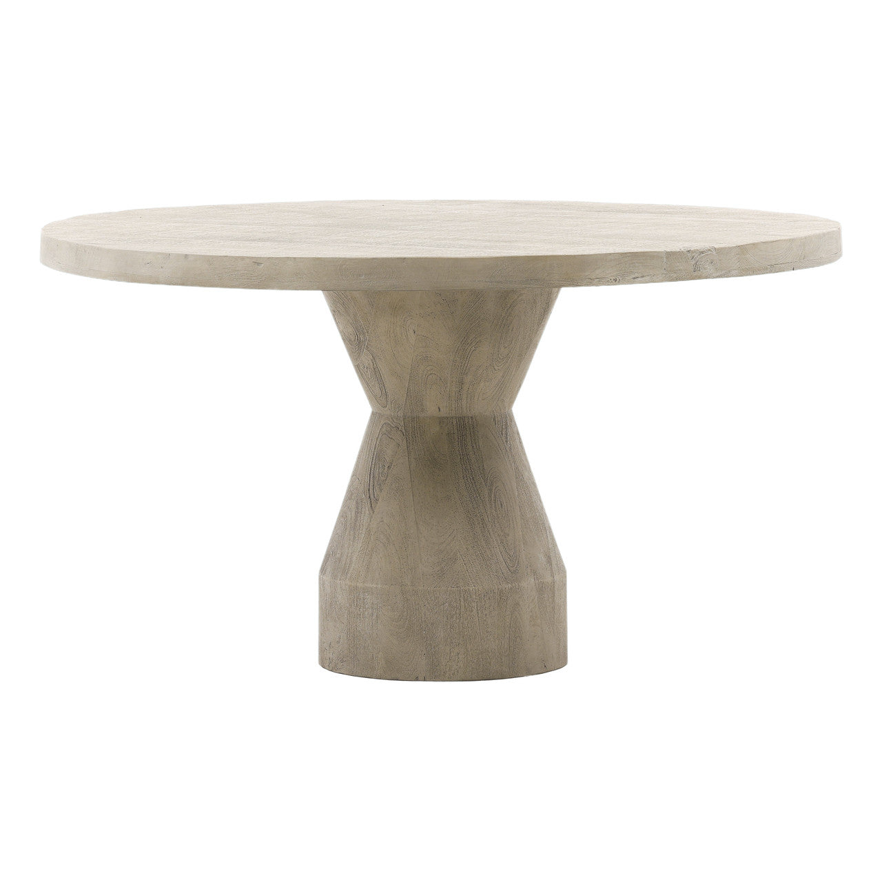 Medina 54" Round Gray Washed Mango Wood and Iron Dining Table