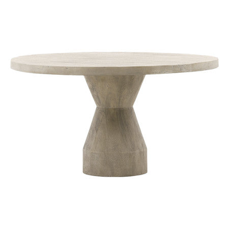 Medina 54" Round Gray Washed Mango Wood and Iron Dining Table