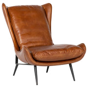 Marlyn Brown Leather Occasional Wingback Chair