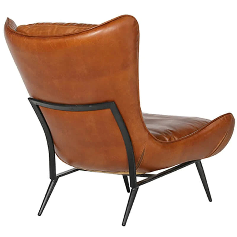 Marlyn Brown Leather Occasional Wingback Chair