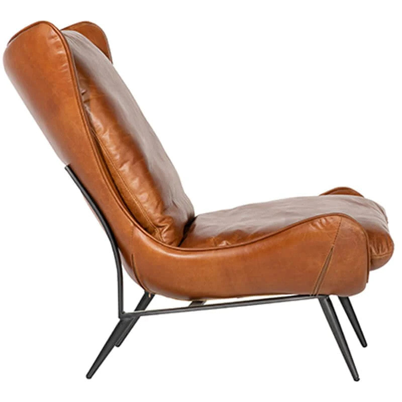 Marlyn Brown Leather Occasional Wingback Chair