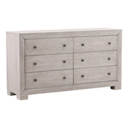 Andre Solid Acacia Wood 6 Drawer Double Dresser in Gray wash