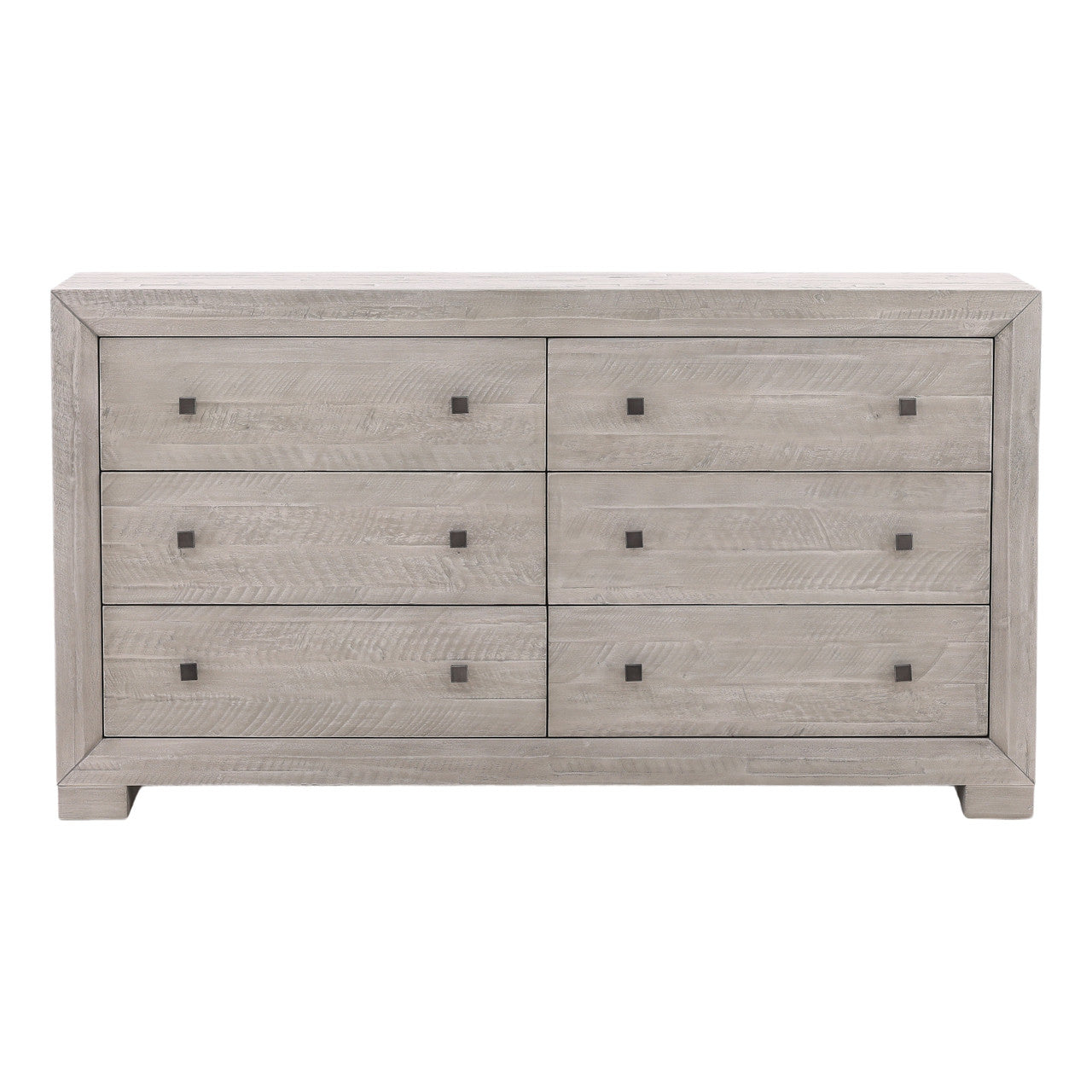 Andre Solid Acacia Wood 6 Drawer Double Dresser in Gray wash