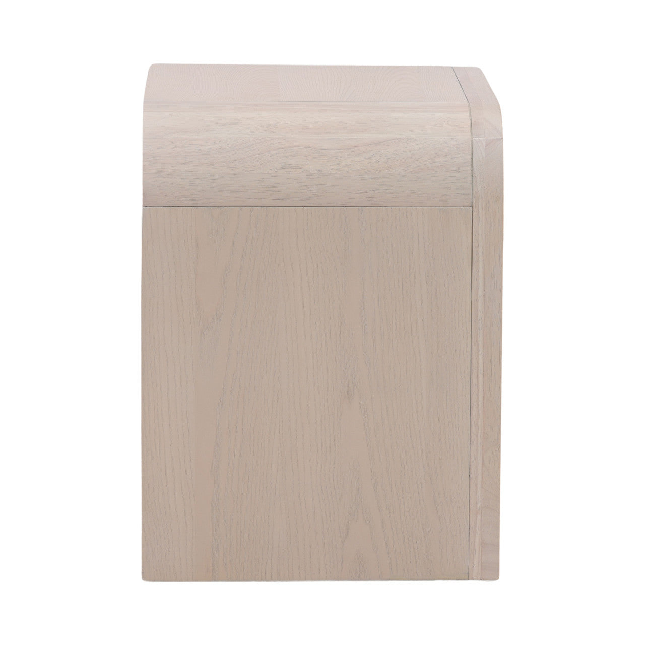 Santa Fe 2 Drawer Rubber Wood Nightstand in Bleached Oak Veneer with Black Metal Handles