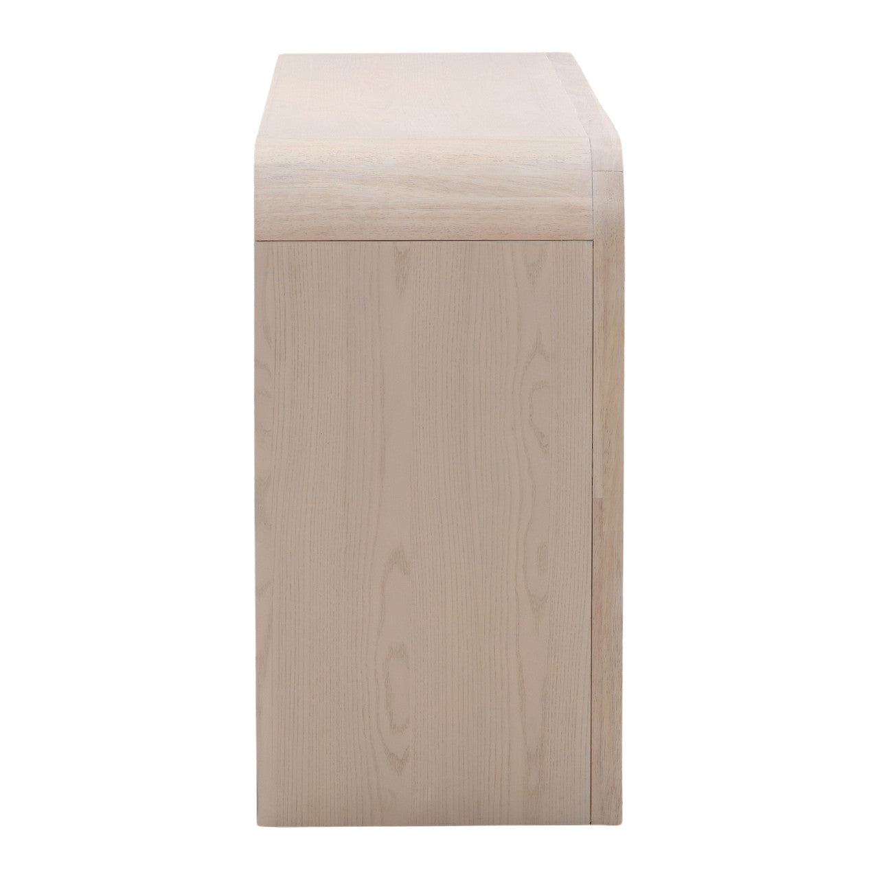 Santa Fe 6 Drawer Rubber Wood Double Dresser in Bleached Oak Veneer with Black Metal Handles