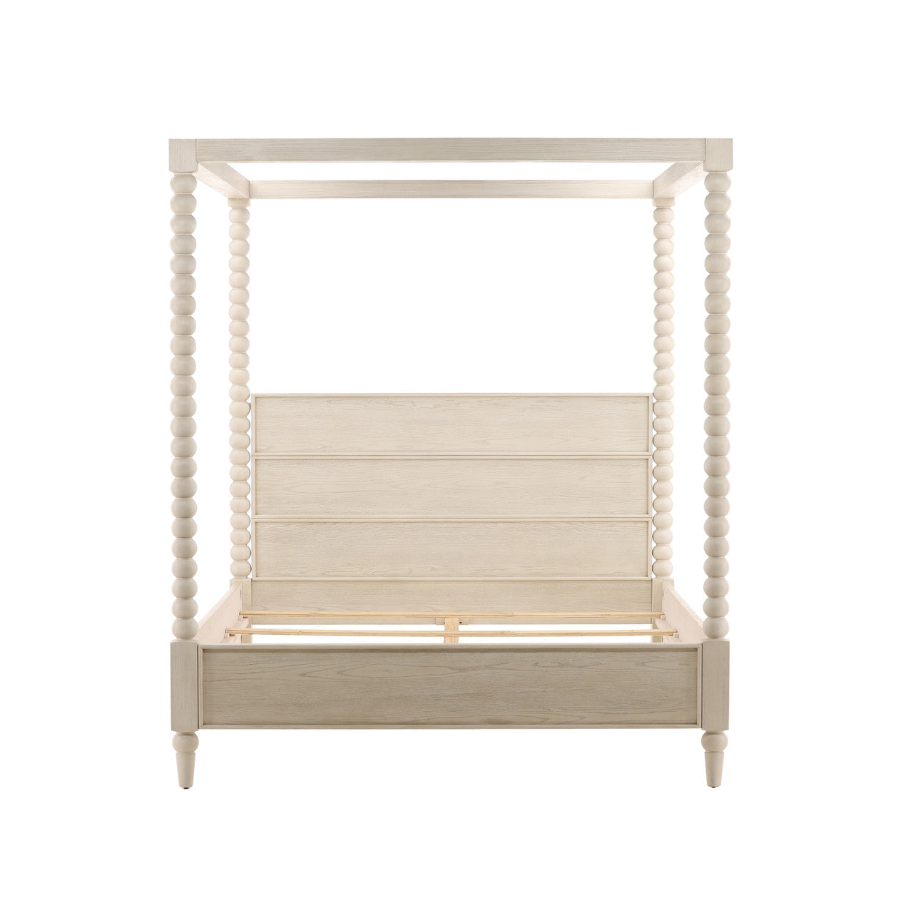 Ulti Rubberwood Eastern King Canopy Bed In Whitewashed Oak